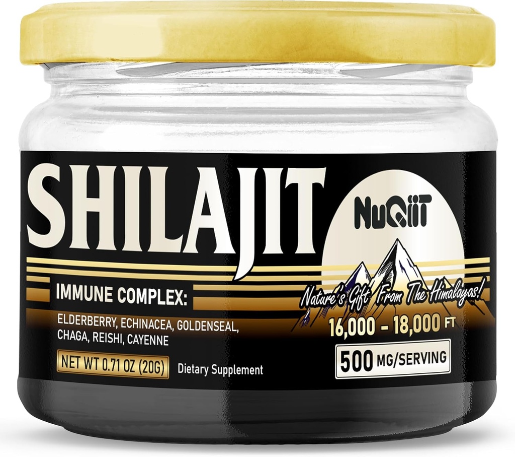 20 Gr - Shilajit Resinand Immuni Support Mélanger Elderberry, Echinacea, Goldenseal, Chaga, Reishi et Cayenne