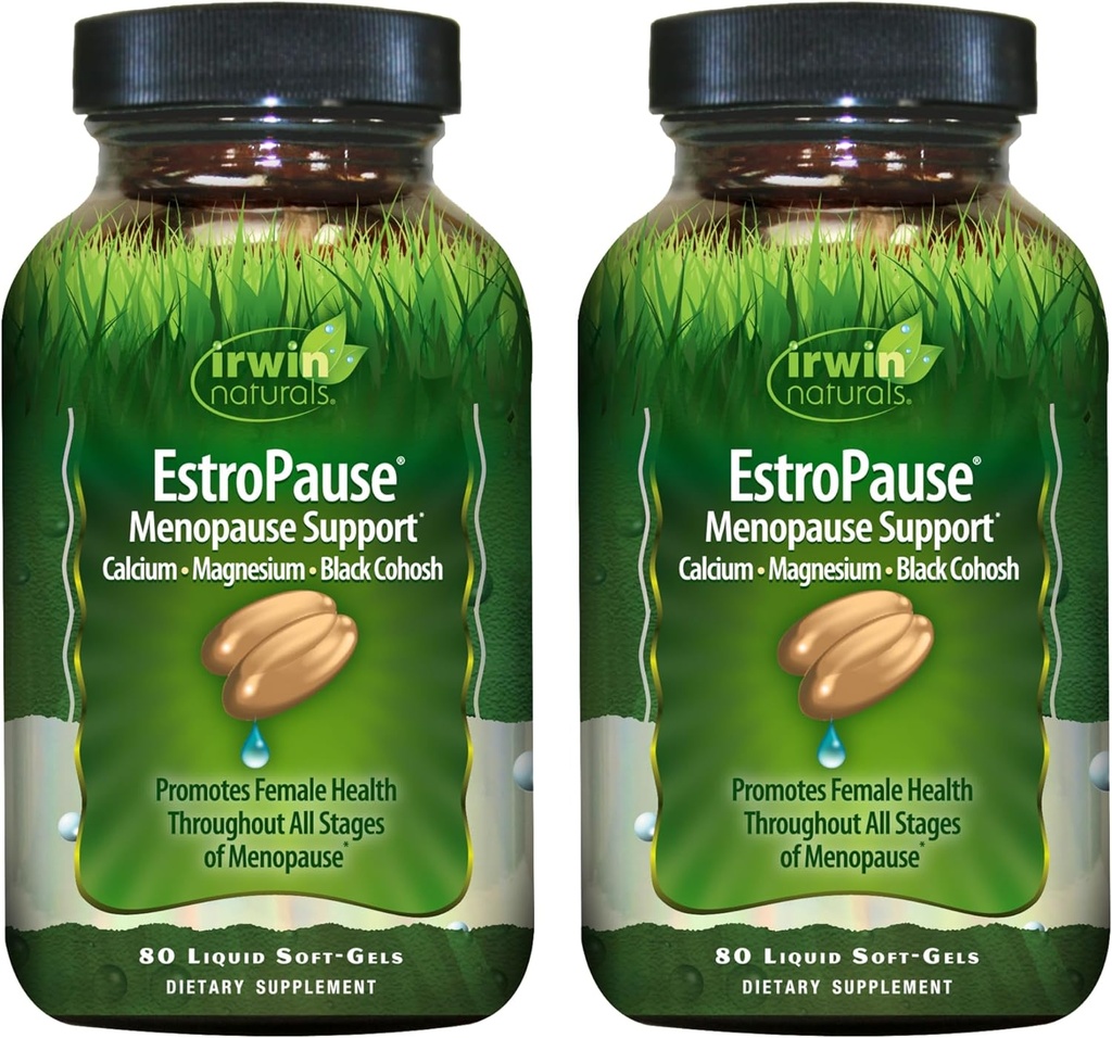 Irwin Naturals EstroPause Ménopause & Femmes – 80 Liquid Soft-Gels – Formule d'équilibre hormonal doux - 2 Pack