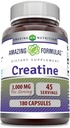 Amazing Formulas Creatine Monohydrate Amino Acid Supplement | 3000 Mg per Serving | 180 Capsules | Non-GMO | Gluten-Free | Made in USA
