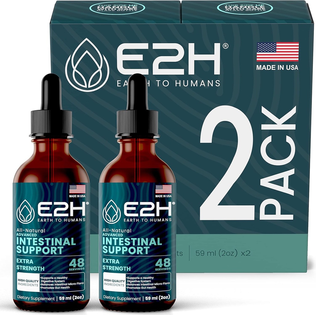 E2H Advanced Intestinal Support - Promotion de la santé et du système digestif - Extrait de noix de wormwood et noir - non-OGM, végétalien - (2 bouteilles)