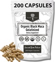 Organic Gelatinized Black Maca – 3X Stronger 200 Capsules for Men & Women, Natural Energy Supplement for Focus, Performance, Stamina & Endurance, Mood Enhancement and Stability, Mental Clarity 1000mg
