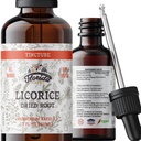 Teinture de réglisse, Extrait de réglisse biologique (Glycyrrhiza Glabra) Racine séchée, supplément à base de plantes, non-OGM dans Glycérine végétale biologique pressée à froid 2 oz, 670 mg