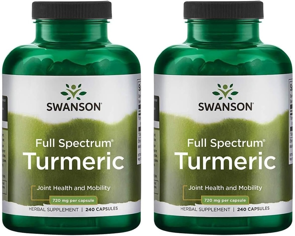 Swanson Full Spectrum Turmeric (Curcumin) - Joint Health, Digestion, Heart Health & Liver Support Supplement - Curcuma Longa Formula Promoting Memory Support - (240 Capsules) 2 Pack