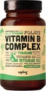 complexe végétalien de la vitamine B - mélange alimentaire entier avec les vitamines B essentielles B1, B2, B3, B5, B6, B7, Folate, B12-60 Caps