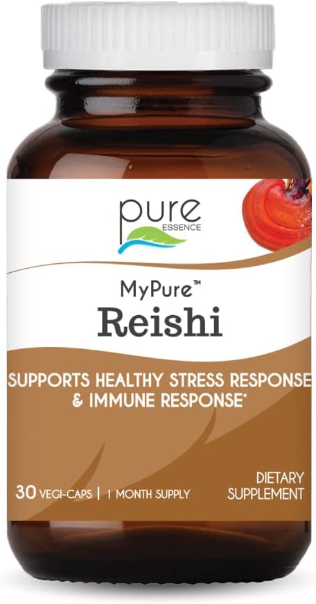 PURE ESSENCE LABS MyPure Reishi Supplément de Champignons Biologiques - Extrait de Champignon 100% réel pour le support immunitaire, le stress, construire de l'énergie (30 capsules)