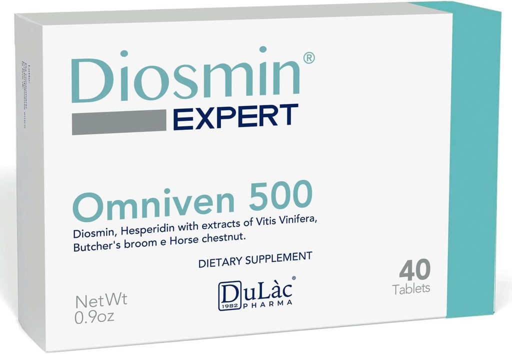 Dulàc - Omniven 500-40 Comprimés Diosmin, Extrait de Châtaigne de Cheval, Bouchers Balai, Hespéridin. Supplément alimentaire, fabriqué en Italie