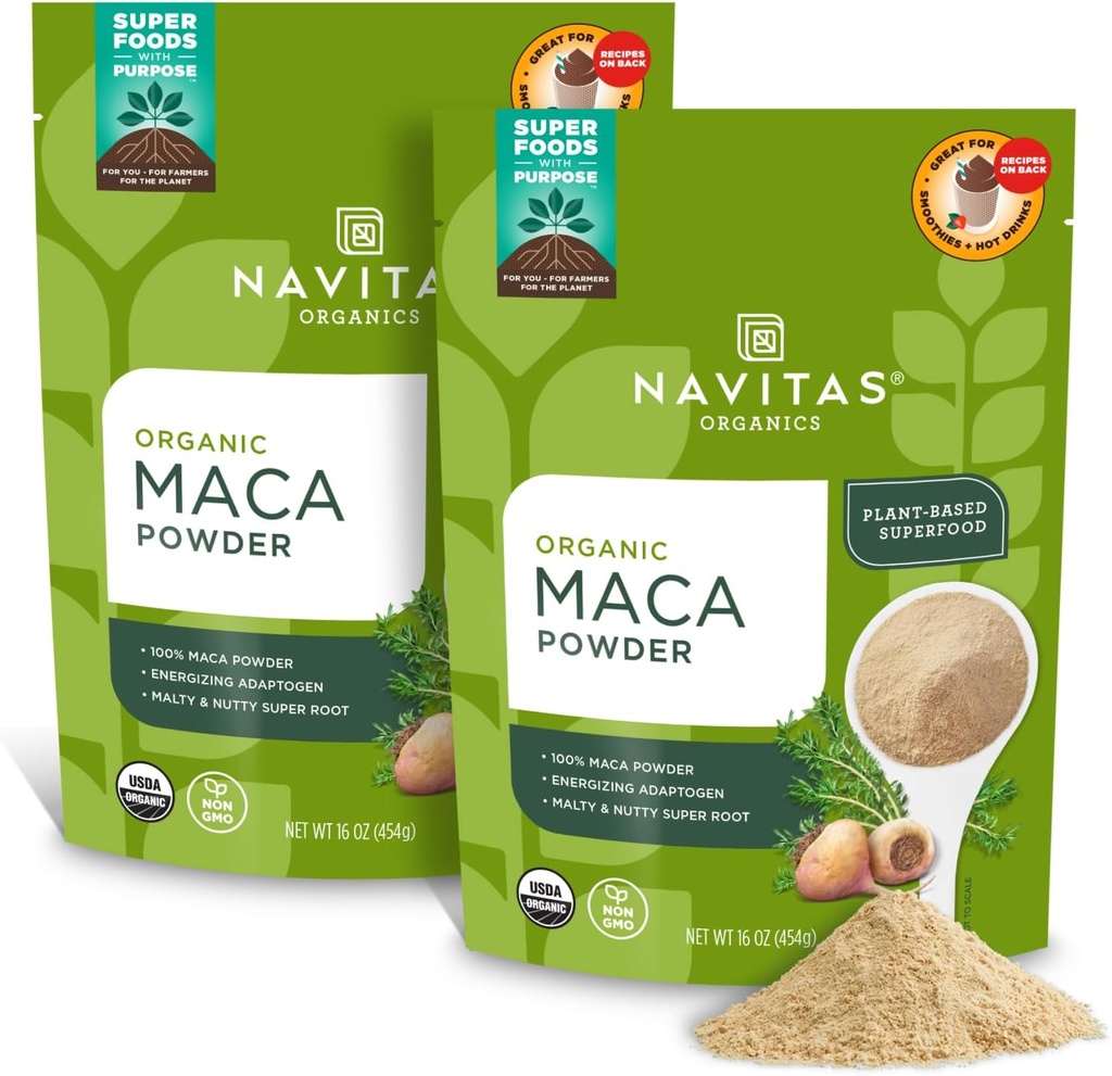 Navitas Organics Maca Powder, 16oz (2-Pack), 181 portions - biologique, non-gmo, séché à basse température, sans gluten, brun clair