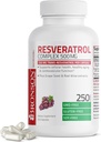 Bronson Resveratrol 500 Complexe Standardisé Trans-Resveratrol + Graine de raisin et extrait de vin rouge, 250 Capsules
