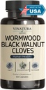 VINATURA Wormwood Black Walnut Clove Capsules - Cleanse, Detox, Supplément de formule de garde intestinale pour les humains, avec l'herbe de wormwood, combinaison d'extrait de noyer noir, 60 capsules