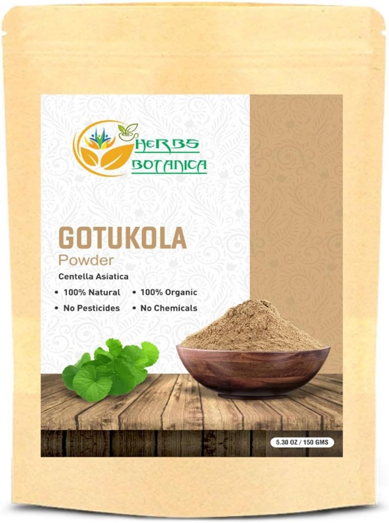 Herbes Botanica Gotu Kola Poudre (Centella asiatica) 5.3 oz/150 GMS pour le thé, la croissance des cheveux et le bien-être Système nerveux sain Poudre à base de plantes fine pour le bricolage Beauté et suppléments