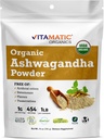 Certifié Vitamatic USDA Poudre biologique Ashwagandha – 1 lb (16 oz) Withania Somnifera.