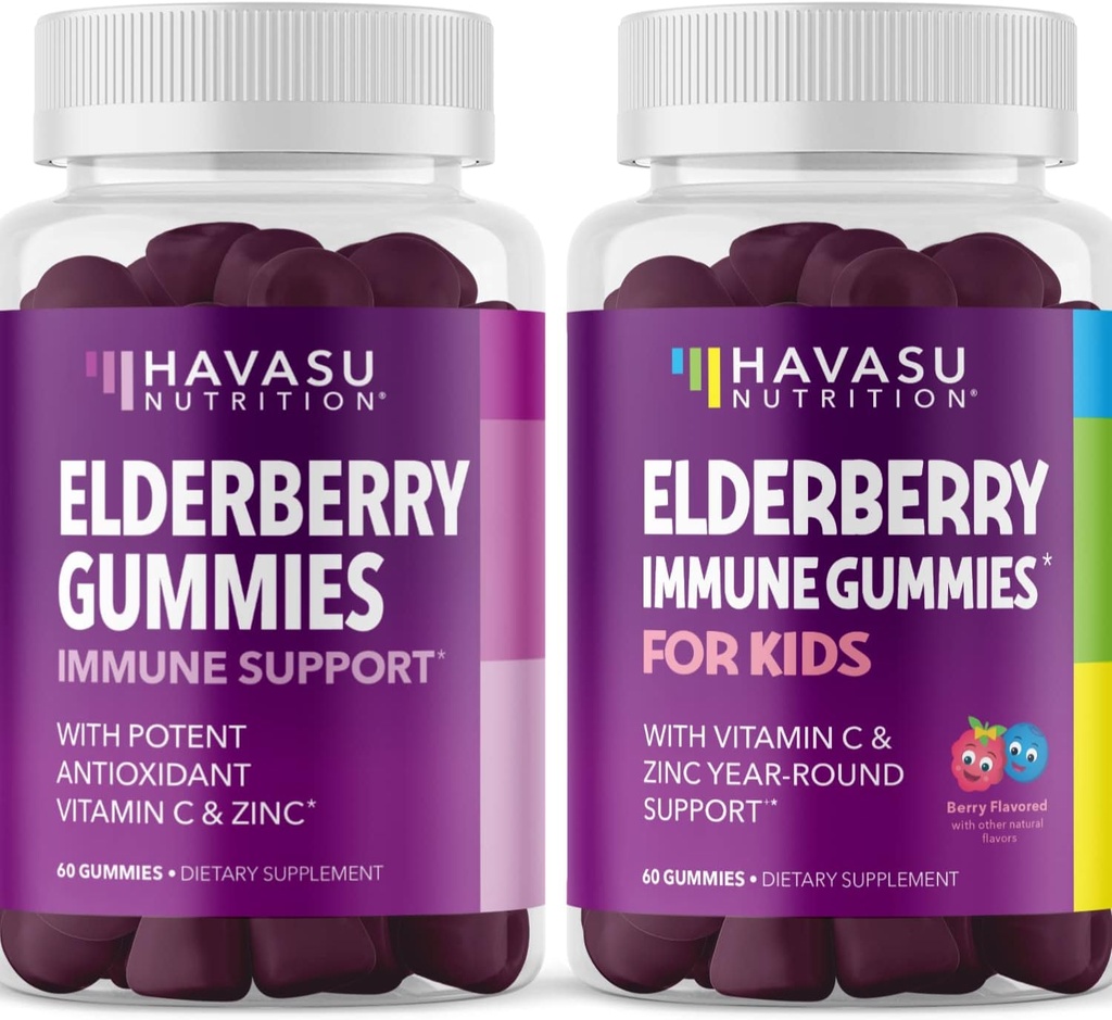 Gommies de baies aînées familiales avec supplément de zinc et de vitamine C à base de plantes Ingrédient pour le Potent Antioxydant Soutien Immune Defense (adultes et enfants)