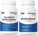 FertilAid pour les hommes et MotilityBoost Combo, vitamines prénatales et supplément de fertilité masculine pour soutenir le dénombrement et la motilité avec L-Carnitine, CoQ10, Zinc et plus, 150 Capsules, 1 mois d'approvisionnement