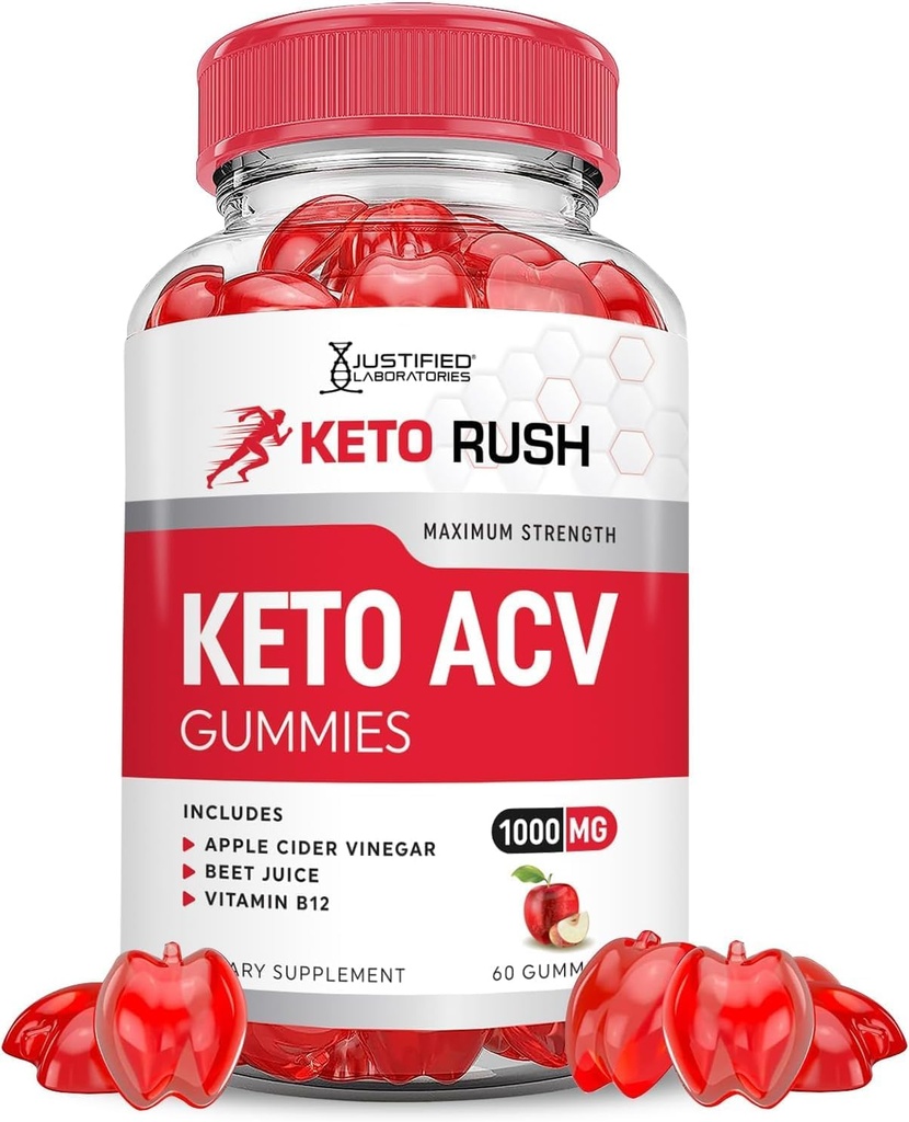 Keto Rush Keto ACV Gummies Advanced Formula 1000MG Keto Rush Keto Gummies Apple Cidre Vinegar Boost Formulé avec Pomegranate Juice Poudre B12 Vegan Non OGM 60 Gummys