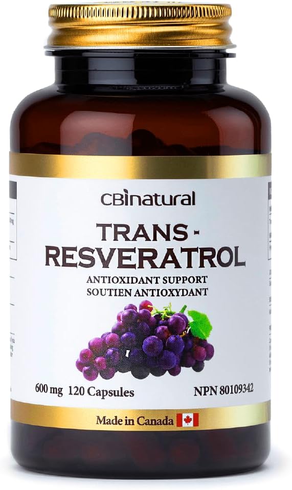 Trans-Resveratrol 600mg, High Potency Antioxidant, Supports Cellular Health & Healthy Aging, 120 Vegan Capsules, 4-Month Supply, Non-GMO, Gluten Free