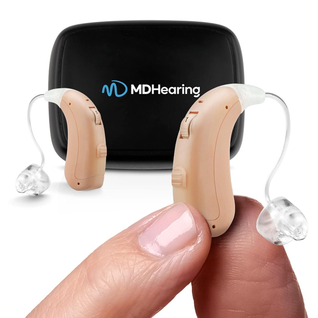 MDHaring VOLT OTC aides auditives pour les aînés, Doctor-Designed Rechargeable, 2 Microphones Directionnels, 4 Paramètres Audio, Convient avec des Lunettes, Chargeur Deluxe inclus ...