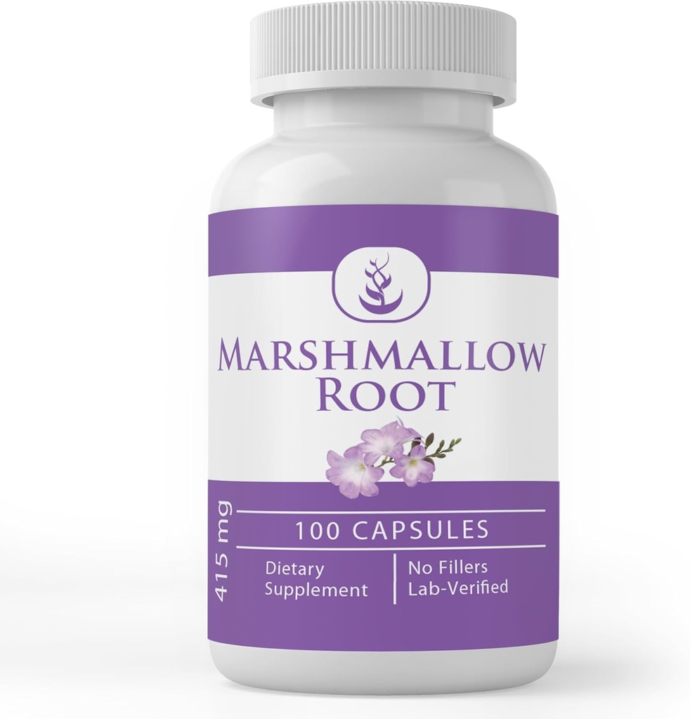 Ingrédients originaux purs Racine de marshmallow, (100 capsules) Toujours pur, sans additifs ou remplisseurs, laboratoire vérifié