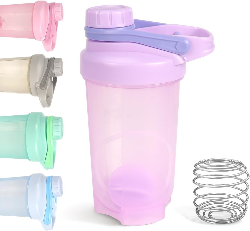 D.Y.A Bouteille de Shaker Sport Violet de 16oz pour les shakes protéiniques, préentraînement, voyage, BPA Free & Lave-vaisselle Coffre-fort