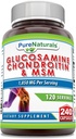 Pure Naturals Glucosamine Chondroitin + MSM Supplement | 1850 Mg | 240 Capsules | Non-GMO | Gluten-Free | Made in USA
