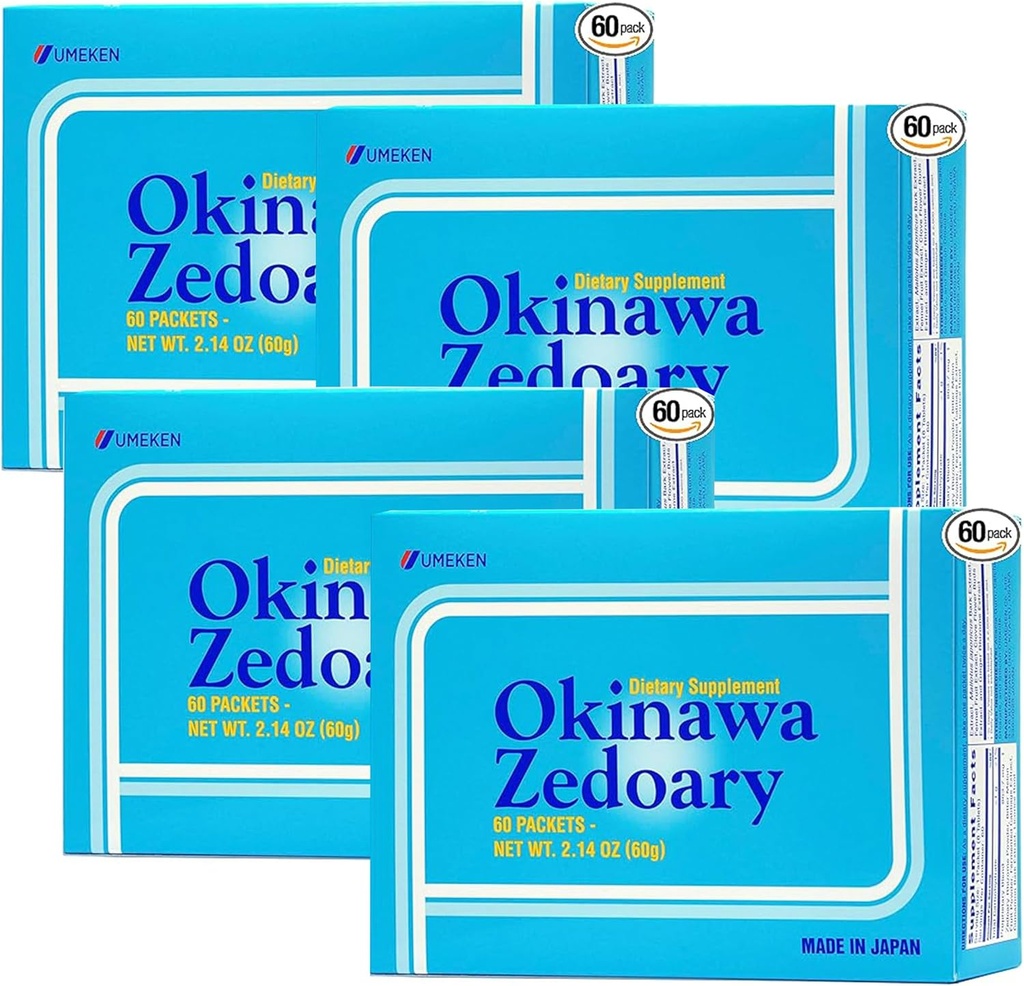 Umeken Okinawa Zedoary pourpre et blanc curcuma avec extrait de chou fermenté, suppléments de santé Gut pour les femmes et les hommes, racine zédoary, supplément curcuma, 60 comte, paquet de 4