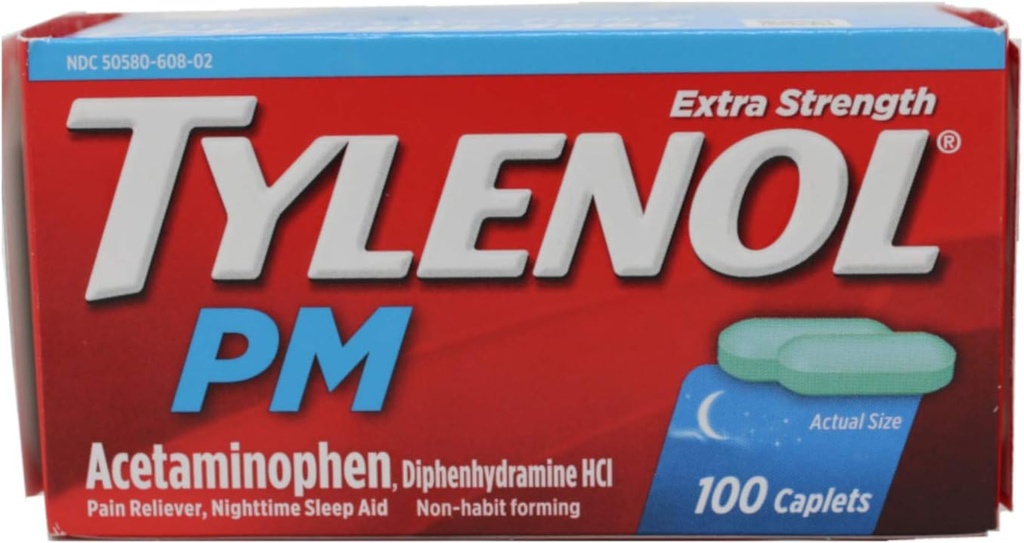 TYLÉNOL PM Extra-fort Douleur soulagement/Nuit Aide au sommeil Caplets 100 ea