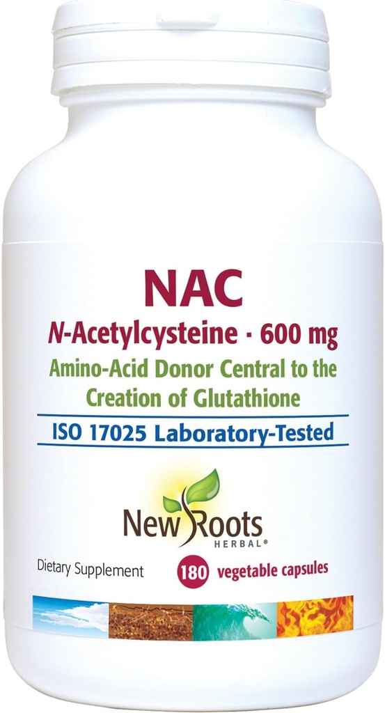NEW ROOTS HERBAL NAC Supplément N-acétylCystéine: 45 jours d'approvisionnement.