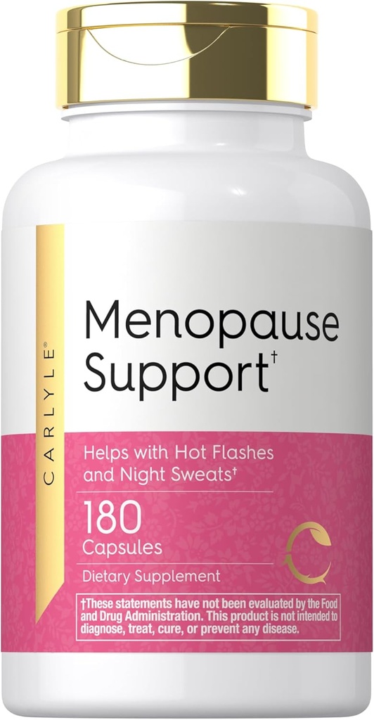 Carlyle Ménopause Supplément pour les femmes de 180 capsules Aide avec les flashs chauds et les sucreries de nuit de non-OGM, sans gluten Ménopause Support