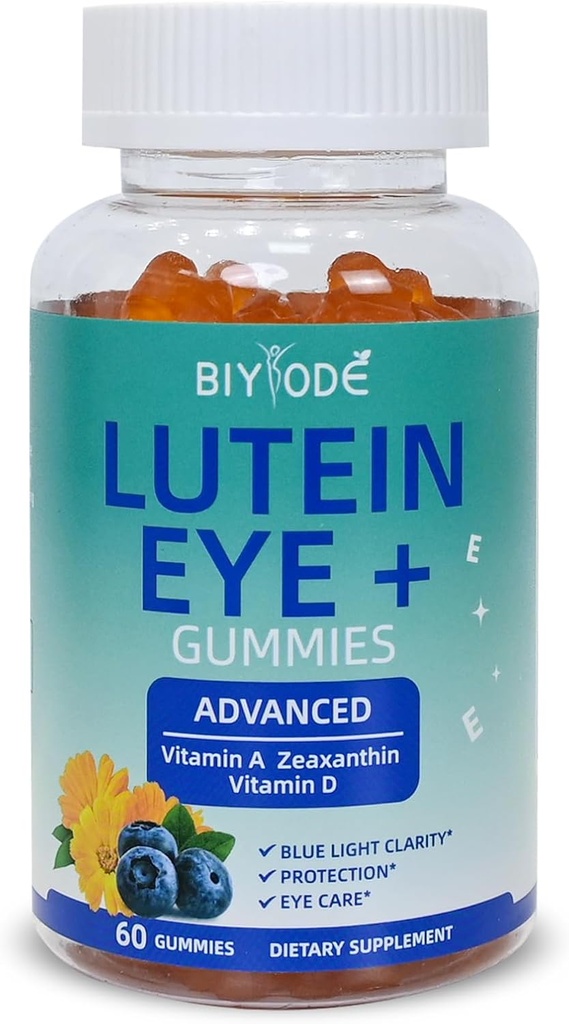 Lutéine Gommies: Soutien Santé oculaire Vitamines de lutéine Zeaxanthin Suppléments pour soins de la vision des adultes et soutien maculaire 60 Gommies 30 Jours d'approvisionnement