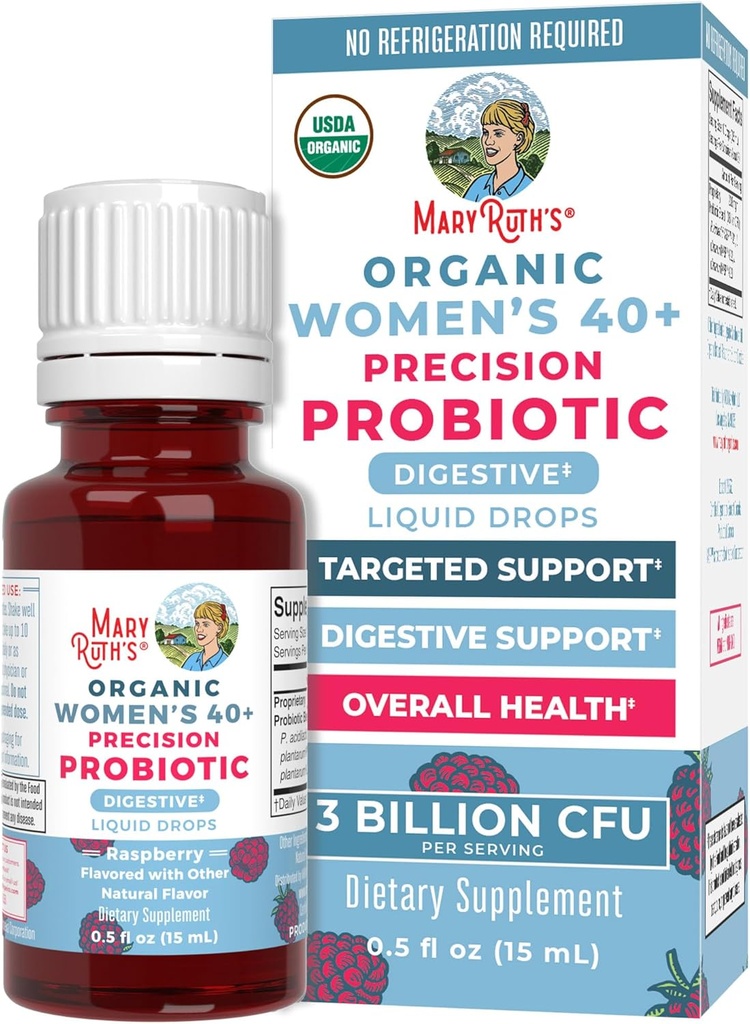 MaryRuth Organics USDA Organic 40 Femmes Probiotic Liquid Drops : Probiotiques pour la santé digestive Questions d'IG liées au stress
