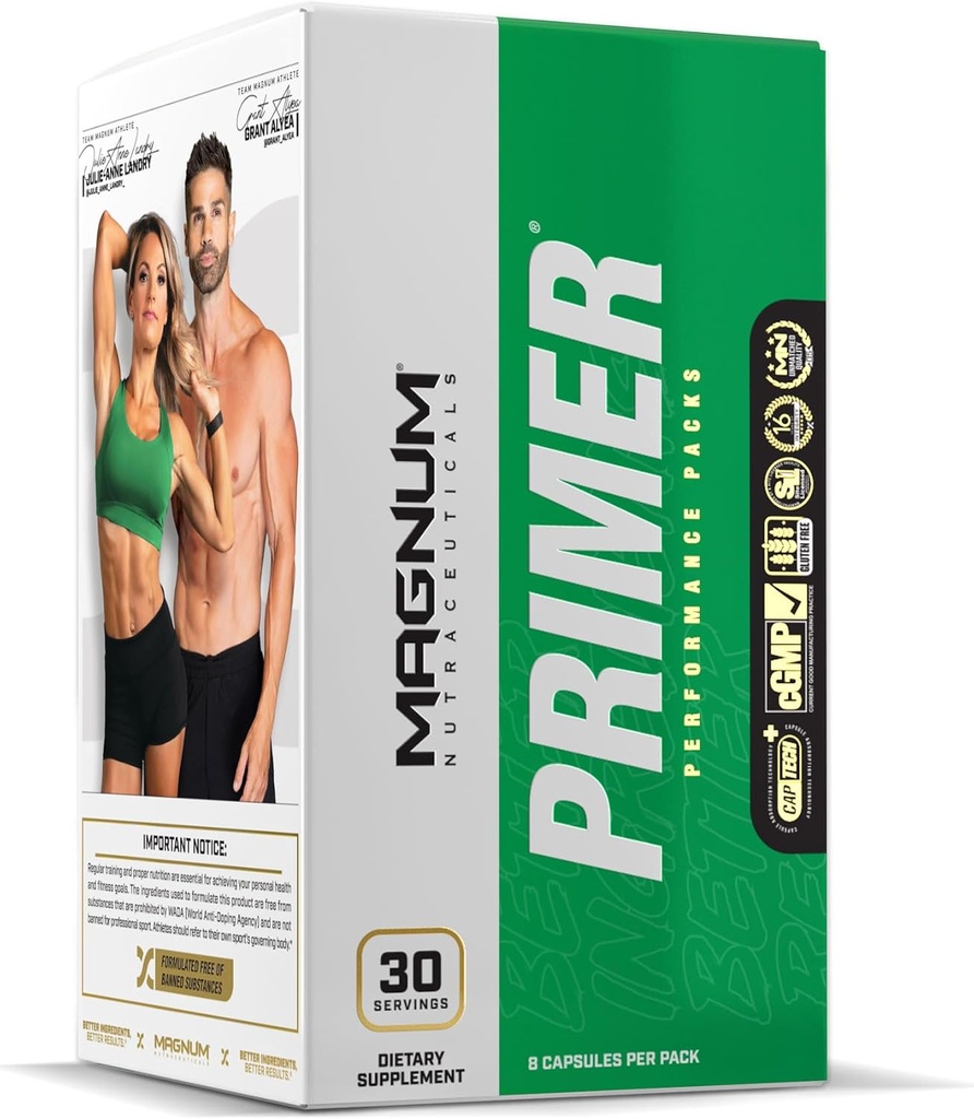 Magnum Nutraceutiques Primer Vitamine Packs pour les femmes et les hommes, Supplément nutritionnel quotidien - Soutien aux multivitamines pour les voyages Coeur, articulaire, digestif et santé des organes (30 Pack)