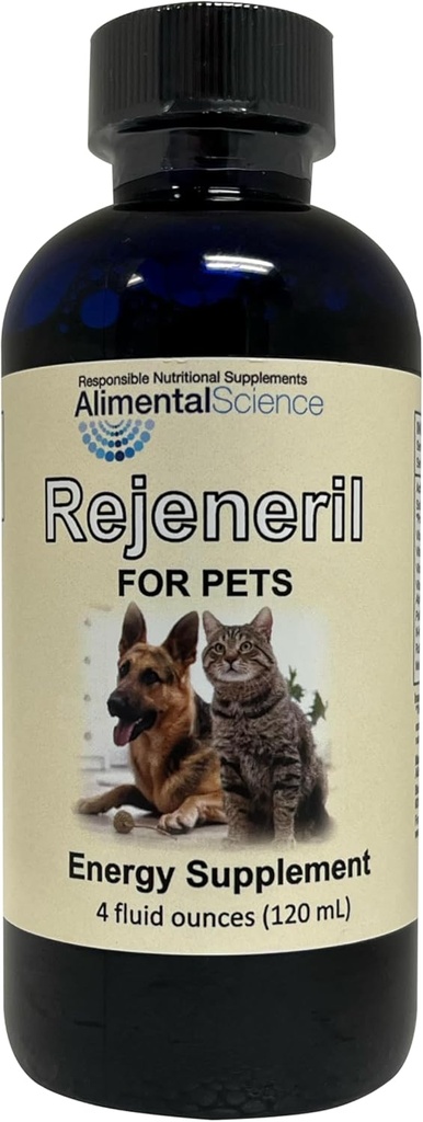 Rejeneril-FP 4oz jusqu'à 240 portions Soulagent naturellement la fatigue chez les animaux de compagnie Augmenter l'énergie Appétit normal Immune Support Chien Cat & Pet Formulation Antioxydant Vitamine supplément minéral Longévité Vitalité