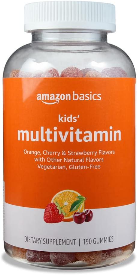   Basics Kids' Multivitamin, 190 Gummies, Orange, Cherry & Strawberry (Previously Solimo)