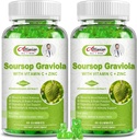 2 Pack Supplément Gommies de Sourop Graviola, Feuilles de Sourop originales Extrait avec Vitamines C & Zinc pour les femmes et les hommes, Multivitamine Supplément de Sourop Fruit pour l'immunité et l'antioxydant et l'énergie