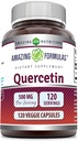 Formules étonnantes Quercetin 500mg 120 Capsules Veggie Supplément - Non-OGM - Sans gluten - Soutient la santé et le bien-être