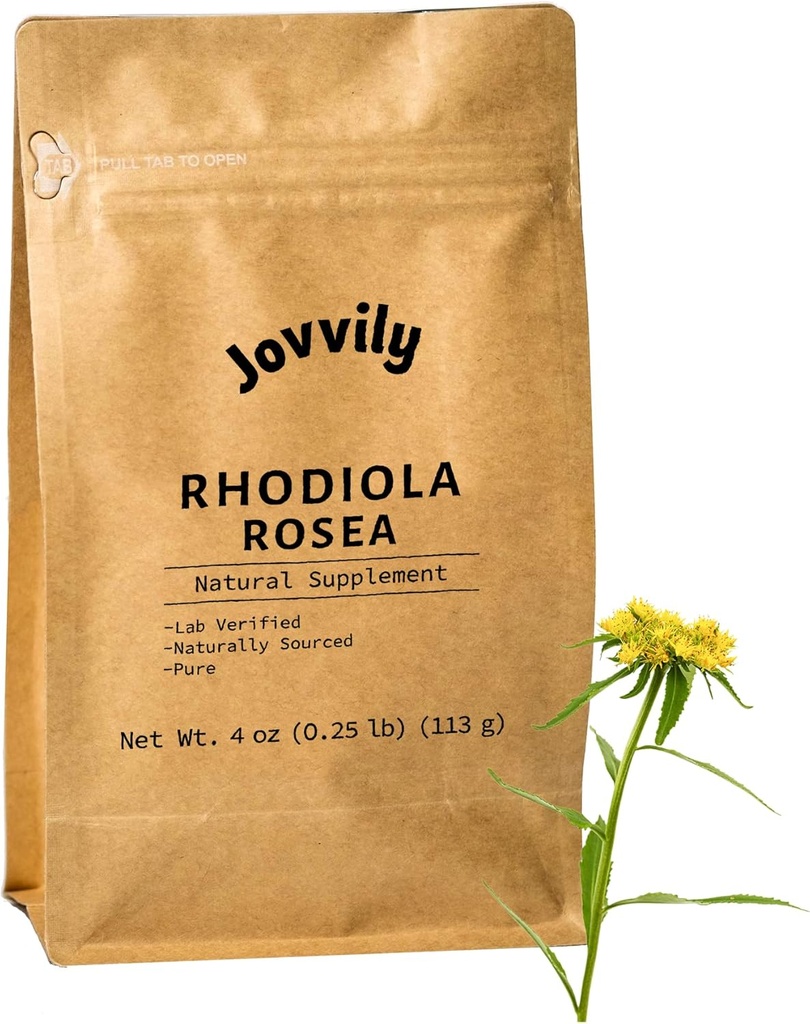 Rhodiola en poudre de rosea - 4 oz - Racine d'or - Non-OGM - Supplément naturel