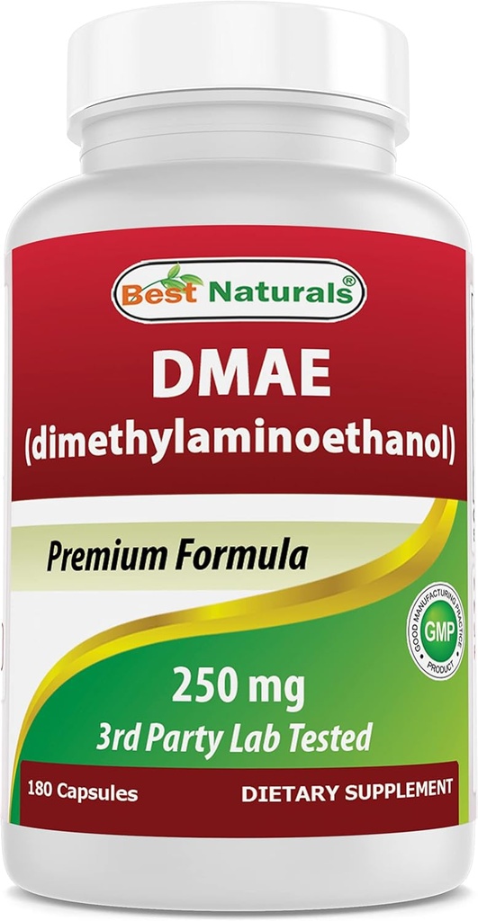 Meilleurs suppléments naturels DMAE 250 mg 180 Capsules - Diméthylaminoéthanol Bitartrate
