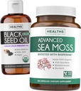 Huile de graines noires Liquid & Sea Moss (2-Meth Supply) Sea & Seed Fusion Bundle - Black Seed Oil Liquid (16fl.oz) Premium Clack Cumin Seed Oil & Organic Irish Sea Moss with BioPerine - Vegan
