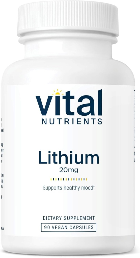 Éléments nutritifs vitaux Orotate de lithium 20mg de supplément de lithium végétalien pour la mémoire, l'état de l'esprit et la santé comportementale*