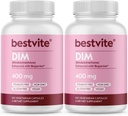 BESTVITE DIM (Diindolylméthane) 400 mg avec Bioperine (240 capsules végétariennes) (120 x 2) - Pas de stéarate - Pas de gélatine - Vegan - Non OGM - Sans gluten