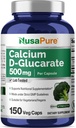NusaPure Calcium D-Glucarate 500 mg 150 Caps végétatifs, végétaliens, non OGM, sans gluten