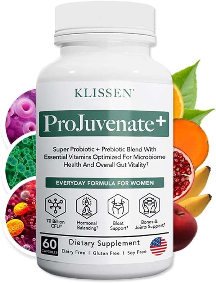 ProJuvenate+ Probiotic Weight Management for Women, Supports Gut & Digestive Health, Helps with Occasional Bloating, Healthy Metabolism & Immune Support, 70 Billion CFU & Prebiotics (60 Count)
