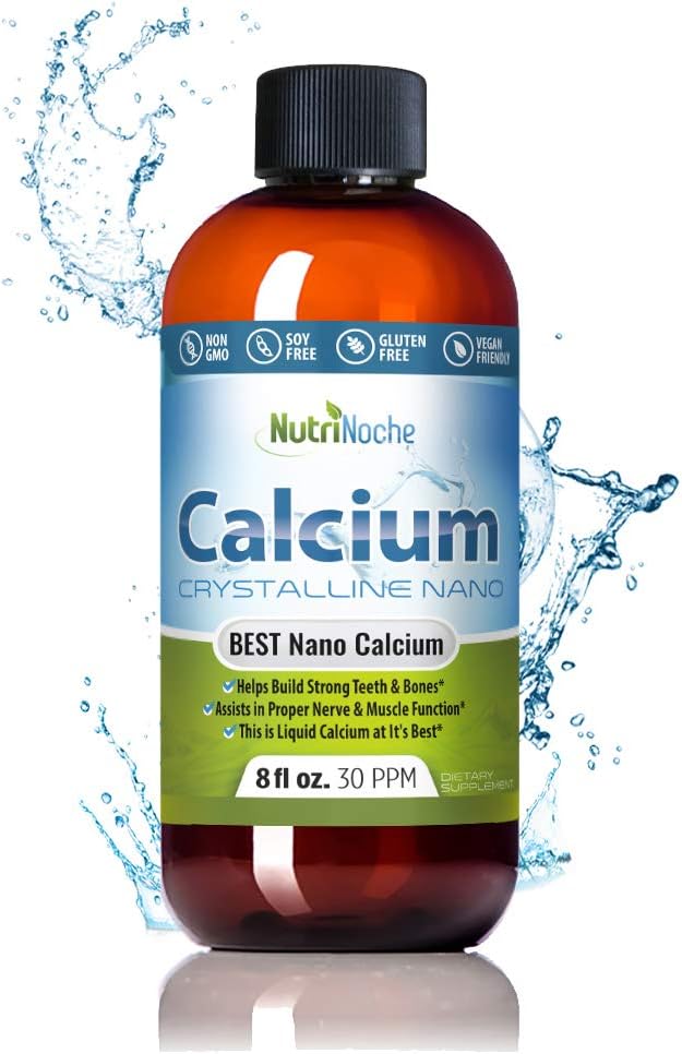 Supplément Calcium liquide NutriNoche - 99,99 % Nano Calcium ultra pur cristallin pour femmes, hommes et enfants - Citrate de calcium - Absorbé au niveau cellulaire Sublingually - 30 ppm