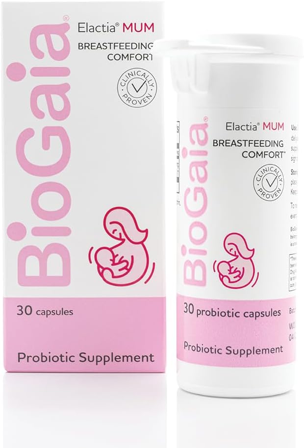 BioGaia Elactia Breastfeeding Probiotic | Lactation Supplements | Newborn Essentials and Probiotics for Both Mom & Baby | Daily Supplement for Healthy Lactation | 30 Count | Breastfeed Happy
