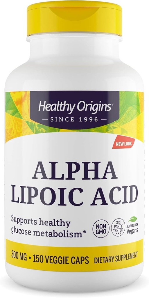 Origines saines acide lipoïque alpha, 300 mg - supplément acide lipoïque alpha - support antioxydant - supplément sans gluten - 150 capsules de légumes