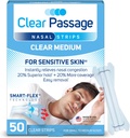 Bandes nasales Moyennes, claires, 50 ct.-ct. Fonctionne instantanément pour améliorer le sommeil, réduire le ronflement et soulager la congestion nasale due aux rhumes et aux allergies