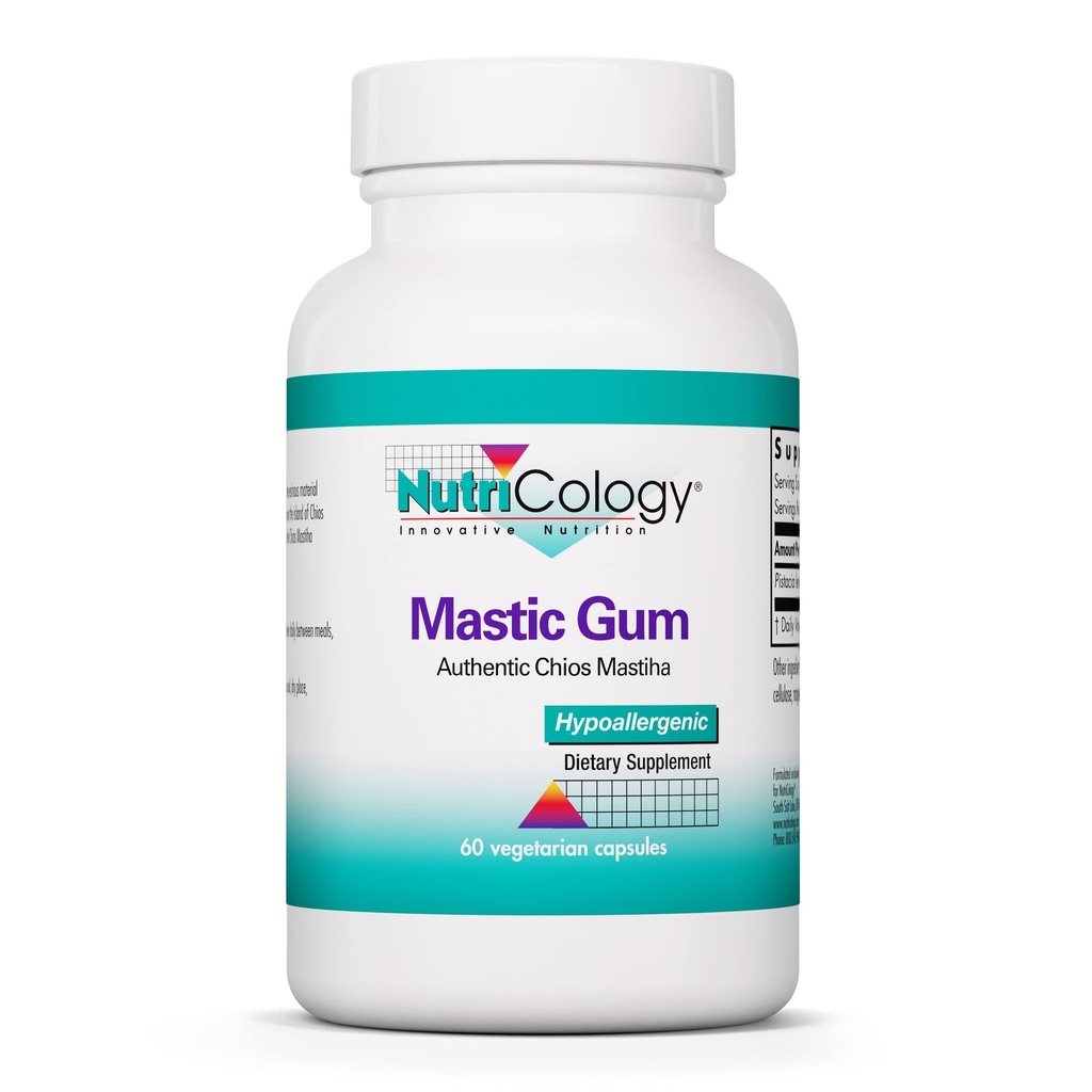 Allergy Research Group NutriCology Mastic Gum - Supports Digestive Comfort - Delivers 1000 mg Chios Mastic Gum Resin per Serving - Vegetarian & Hypoallergenic - 30 Servings - 60 Capsules