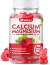 Zinc de magnésium de calcium avec supplément de vitamine D3, Gommies de calcium sans sucre pour les femmes hommes, Gommies de zinc d'absorption élevée pour les os et les muscles et la santé immunitaire, saveur de framboise végétalienne - 60 comte