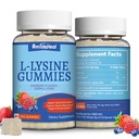 2 Pack L-Lysine 1000mg Gummies, Supplément Lysine à croquer pour les adultes, Soutien immunitaire, Soutien de la formation de collagène, Non-OGM, Vegan, Sans gluten - 120 comtes