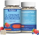 2 Pack L-Lysine 1000mg Gummies, Supplément Lysine à croquer pour les adultes, Soutien immunitaire, Soutien de la formation de collagène, Non-OGM, Vegan, Sans gluten - 120 comtes