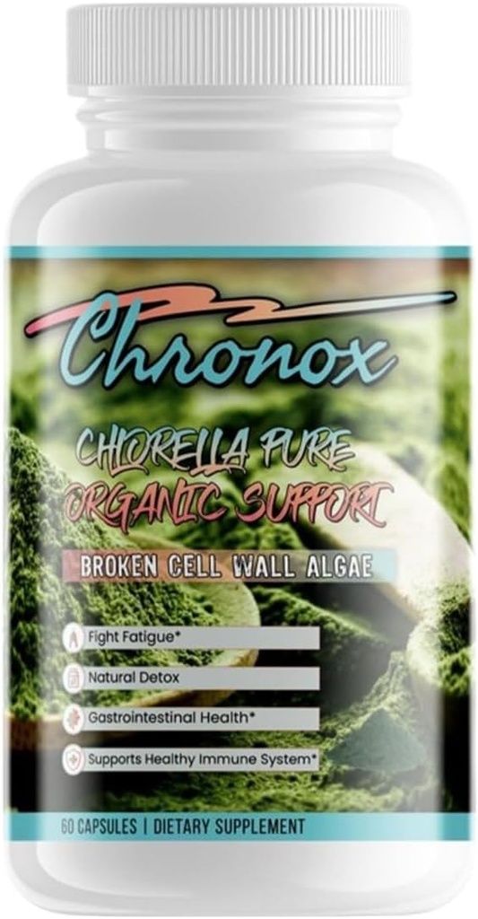Chronox Chlorella Pure Organic Supplement for Everyday Use - Supplément alimentaire naturel pour la santé immunitaire et l'énergie - Supplément complet Chlorella Wellness pour un mode de vie équilibré- 60 capsules